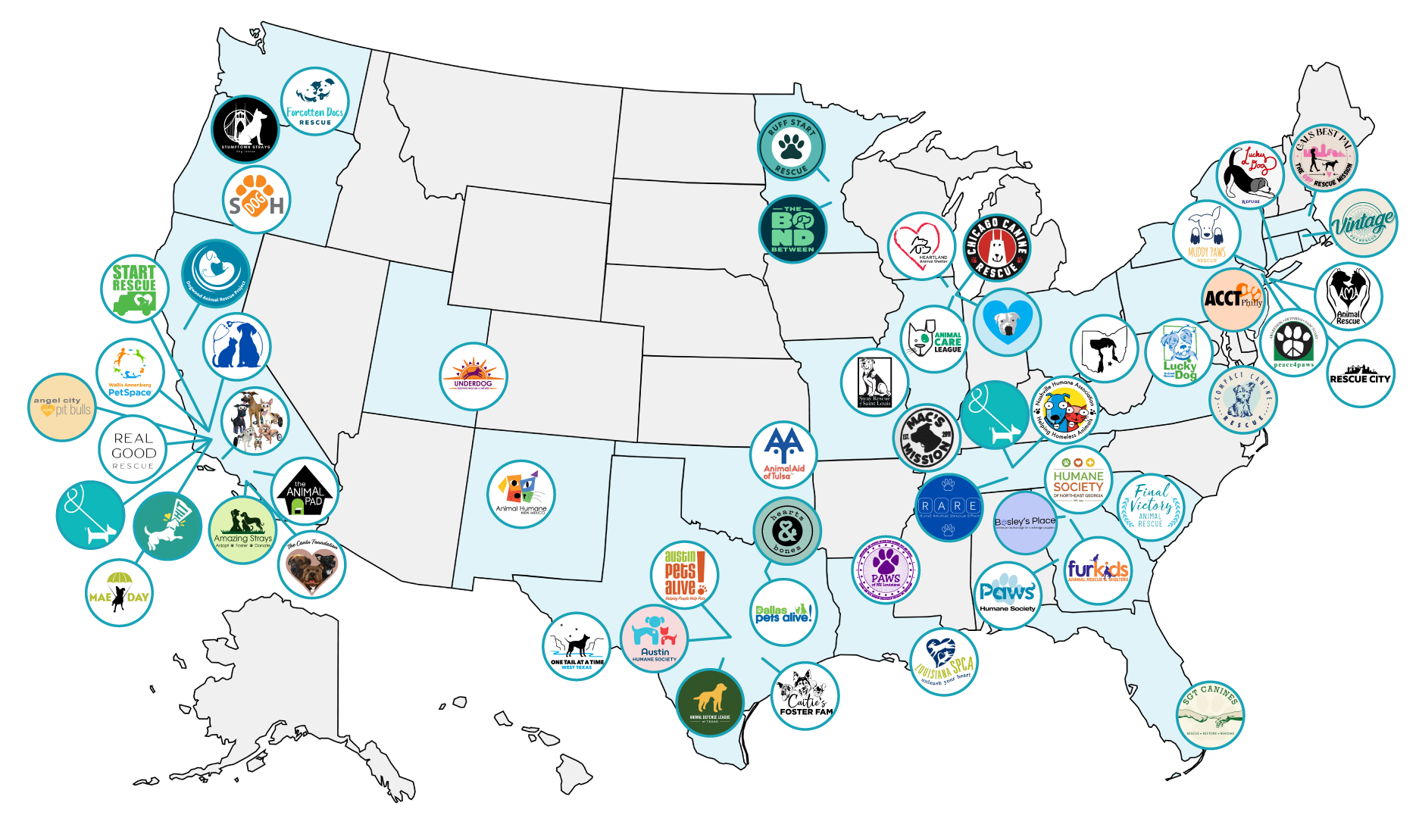 Map of rescue partners